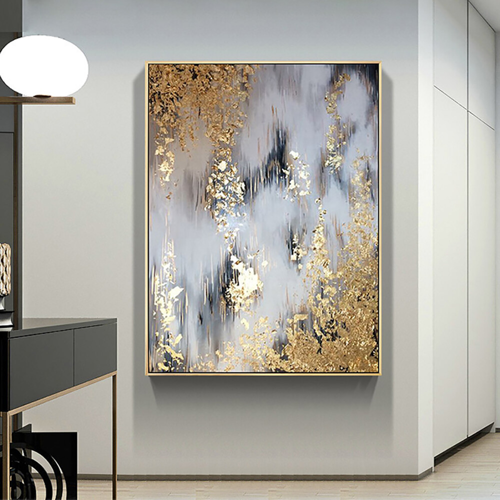 Handmade Golden textur Abstract Canvas Oil Painting Hand Painted Large Wall Art