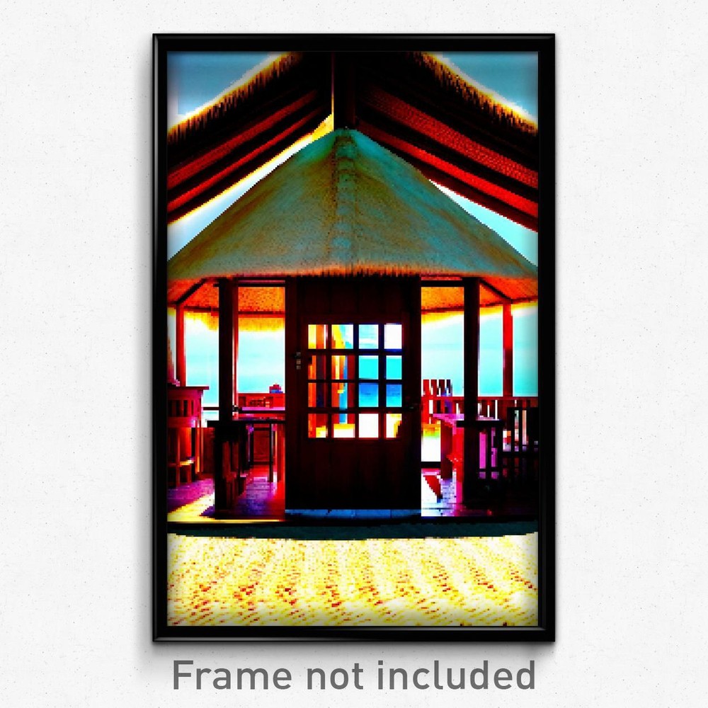 8-Bit Psychedelic Trippy Homely Hut Pixel Art Poster