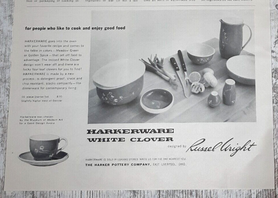 1953 Harkerware Vintage Print Ad Pottery Bakeware Dinnerware East Liverpool OH