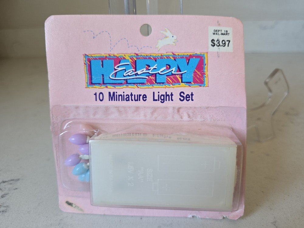 Vintage NOS Pastel Miniature Easter Egg Lites Lights Battery Operated Village