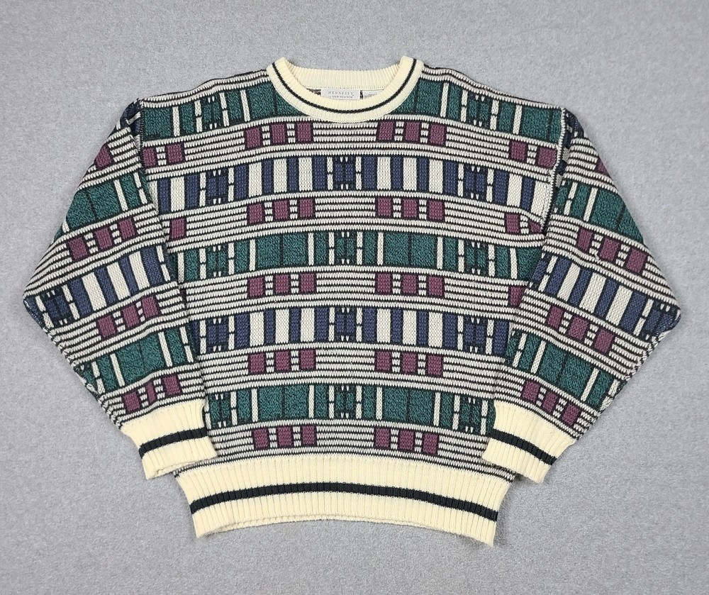 Hennessy By Van Heusen Mens Multicolor Geometric Pullover Sweater Size Medium
