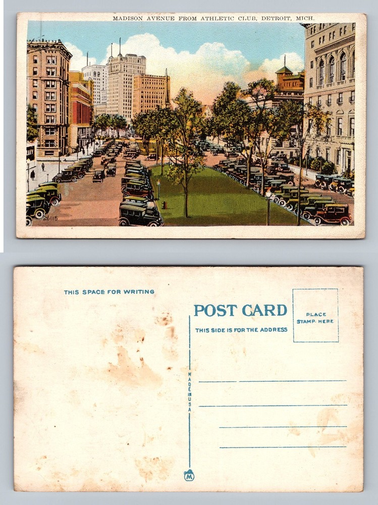 Detroit, MI-Michigan, Madison Ave from Club Scene Old Vintage Postcard
