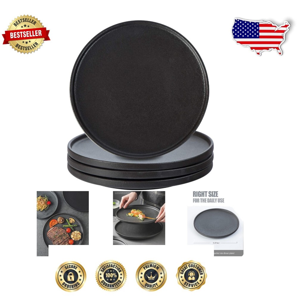 Rustic 10.25 Inch Scratch-Resistant Dinner Plates - Perfect for Steak & Salad