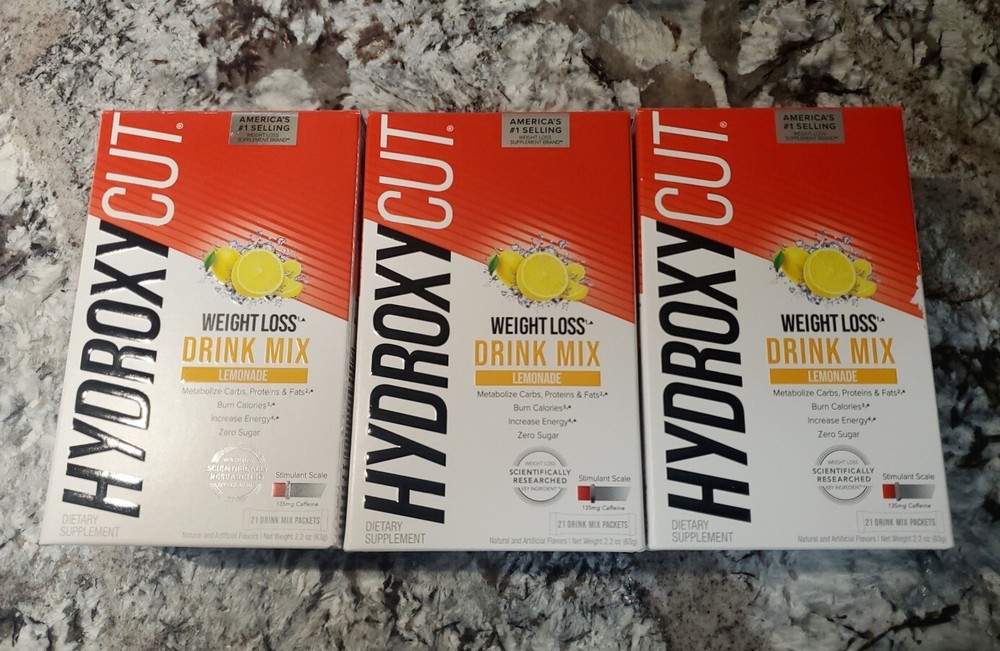 (3 Pack) HydroxyCut Weight Loss Lemonade Drink Mix 21 Packets *Free Ship*