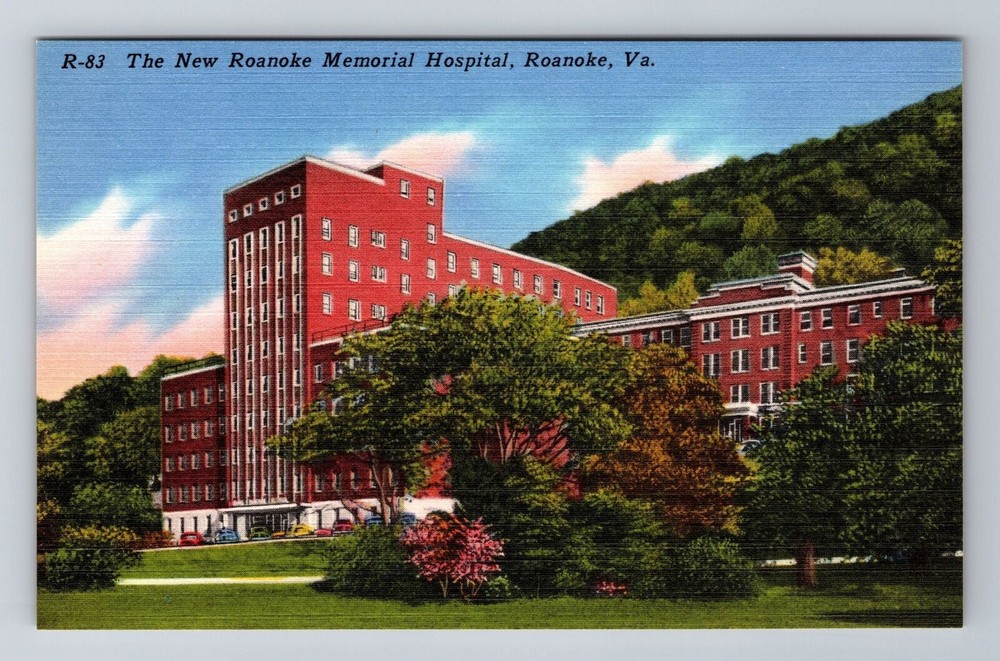 Roanoke VA-Virginia, New Roanoke Memorial Hospital, Antique, Vintage Postcard