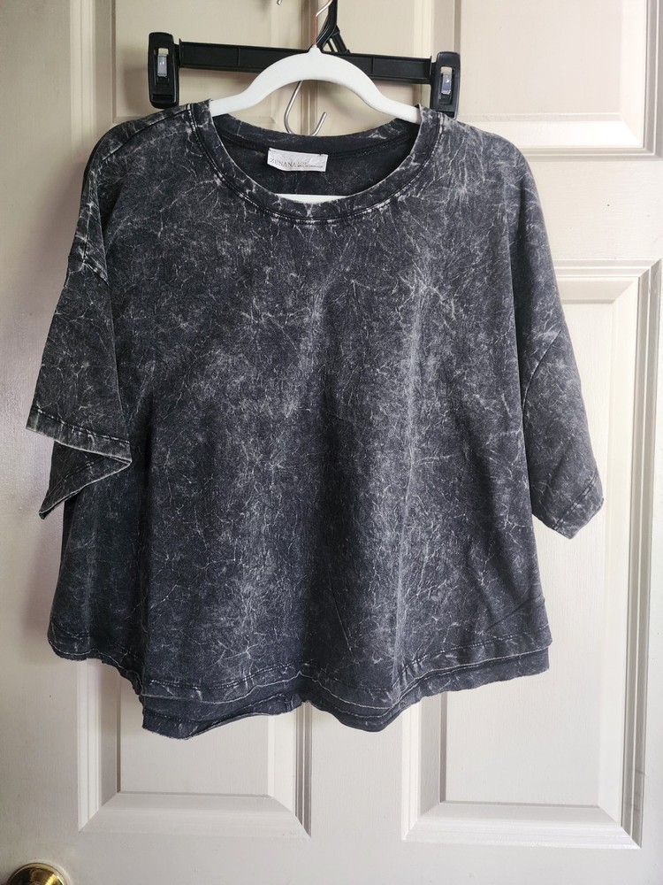 Zenana Women's Acid Wash T-shirt BLACK Size S/M