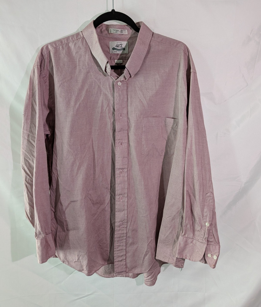 Van Heusen 417 Pink Button-Down Oxford Button-Up Shirt 17 1/2 32/33 Cotton