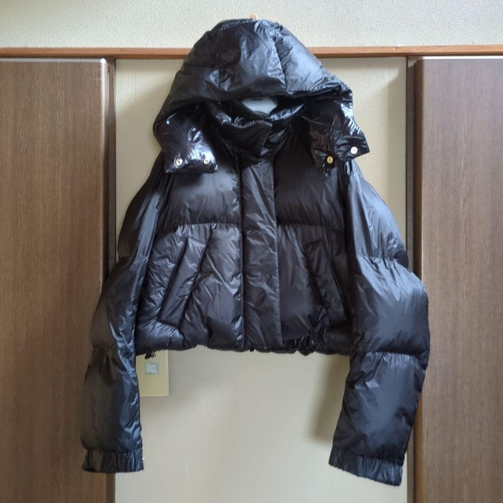 sacai Down Jacket S Black Nylon Polyester Removable Hood Excellent Condition