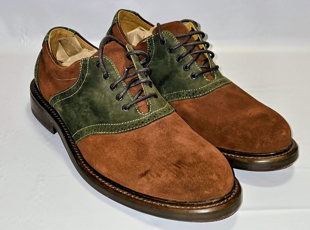 Orvis Saddle Men's Saddle Shoes Size 11.5 Brown Hunter Green Oxfords
