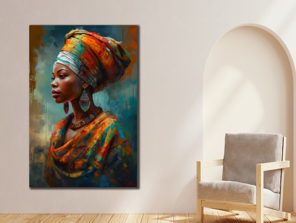 Colorful African Woman Elegant Design Unframed Canvas Print Australian Wall Art