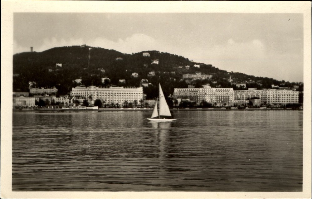 CANNES France Les Hotels de la Croisette vue prise de la mer sailboat RPPC