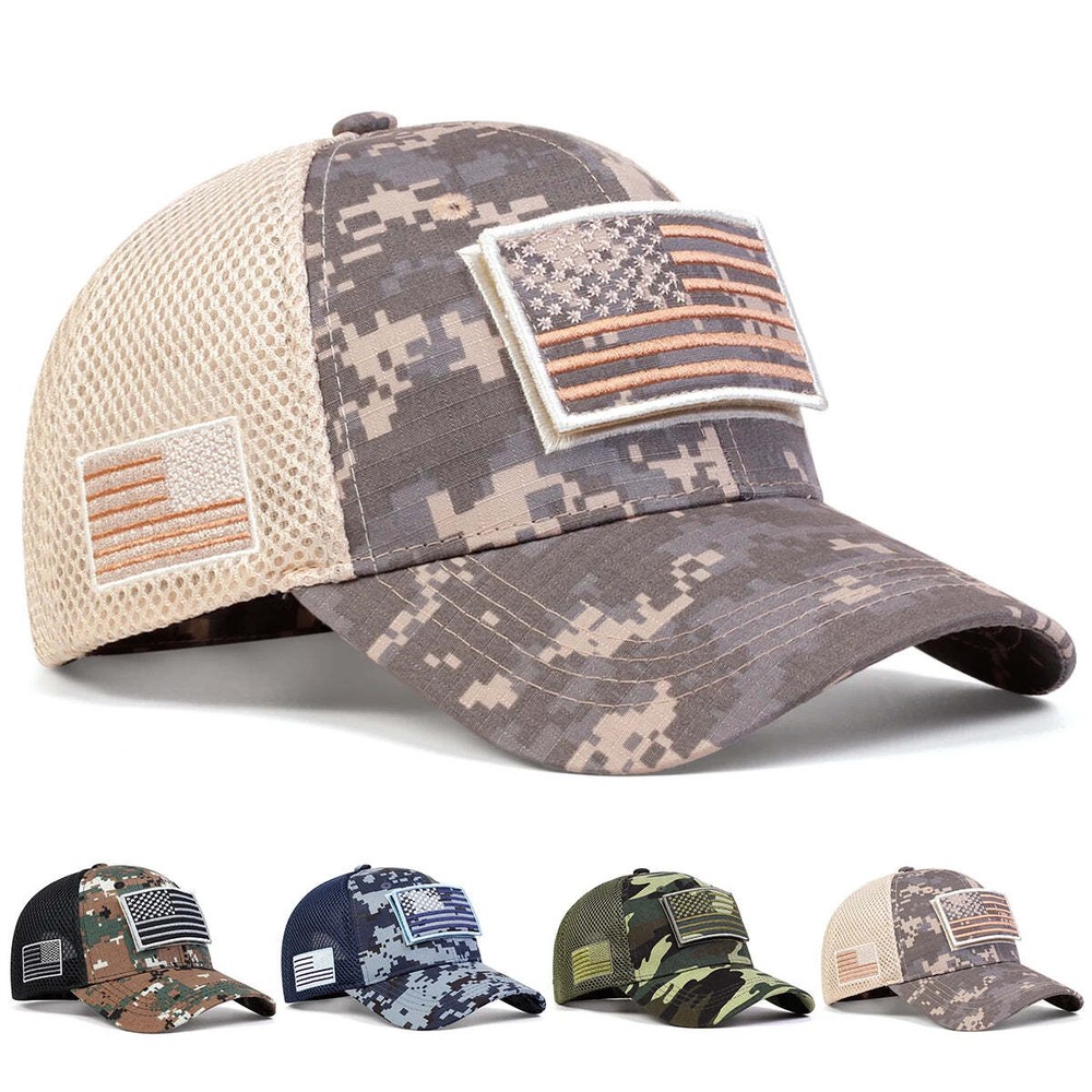 Unisex American Flag Sticker Baseball Net Caps Spring and Summer Outdoor Adjusta