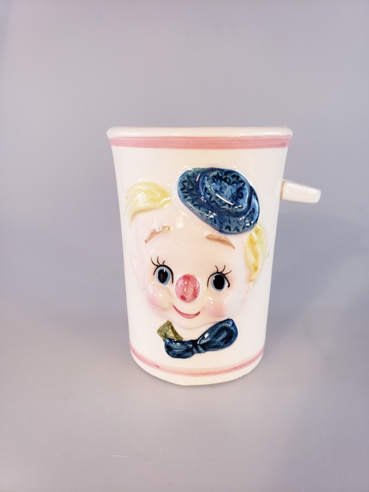Vintage Clown Mug Cup Ceramic Made In Japan Collectible Applied Handle