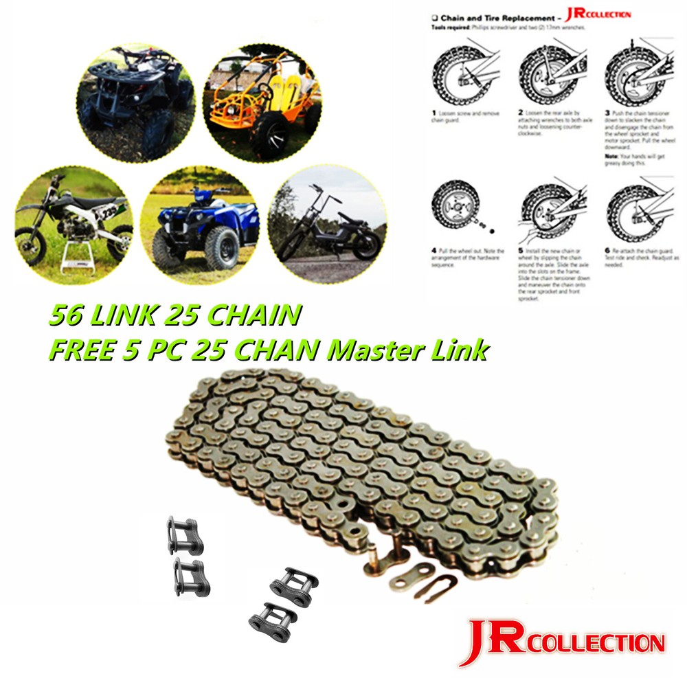 56 Link 25 Chain Fit Razor Electric Go Kart Ground Force+ 5 PC 25 Master  Link