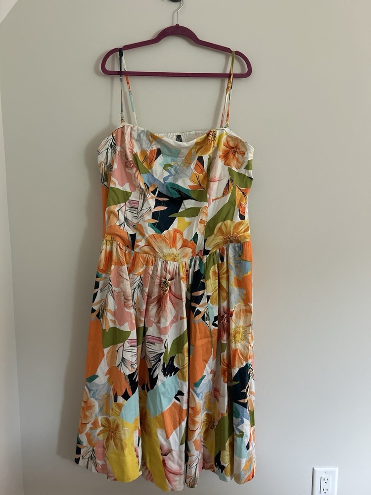 Anthropologie Size 3X Midi Dress Cottagecore Romantic Beach Coquette Pockets