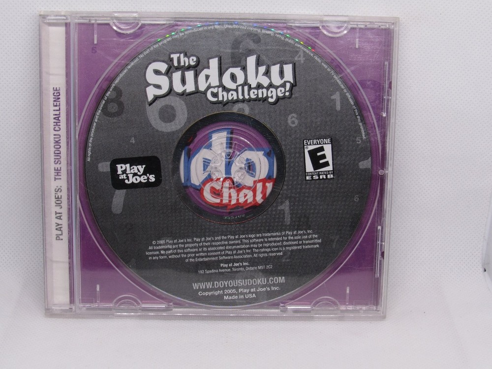 The Sudoku Challenge! CD 2005 Puzzle Game PC CD-ROM Play at Joe's