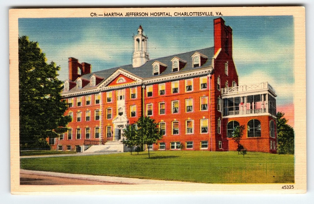 Vintage Linen Postcard Martha Jefferson Hospital Charlottesville VA