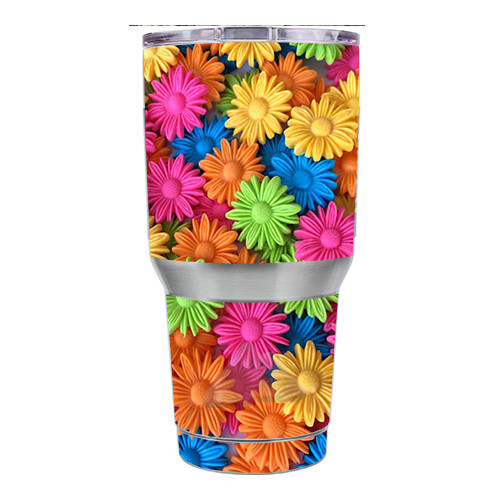 Skin Decal for Ozark Trail 30 oz Tumbler Cup (6-piece kit) / Colorful Wax Daisi