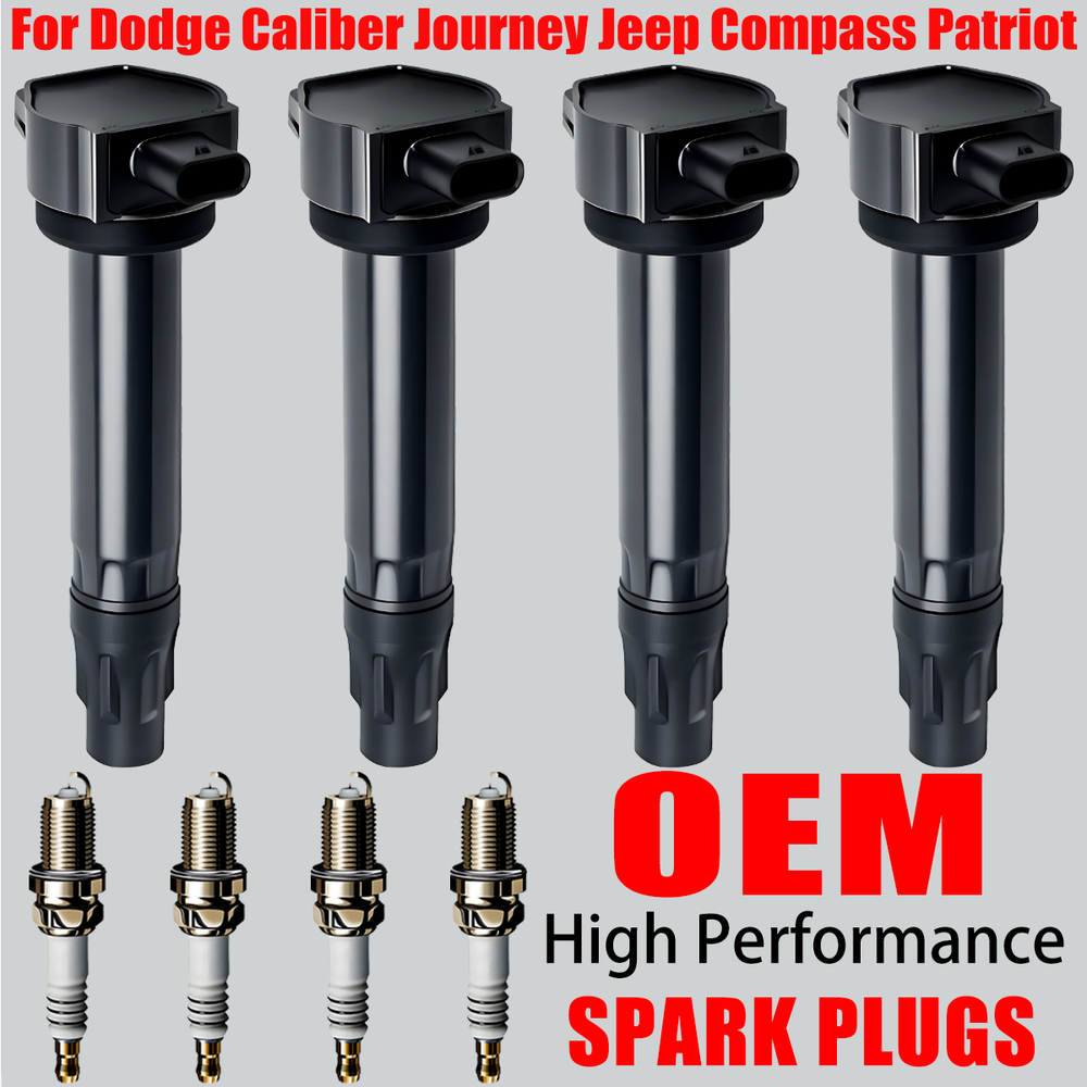4X OEM Ignition Coil & 4X Iridium Spark Plug For For Dodge Jeep Compass 2.0 2.4L