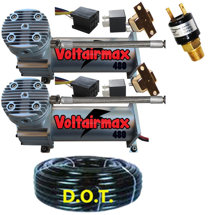 DC100 Silver Compressors Dual Pack Low Ride Customs Air Suspension Chevy C10