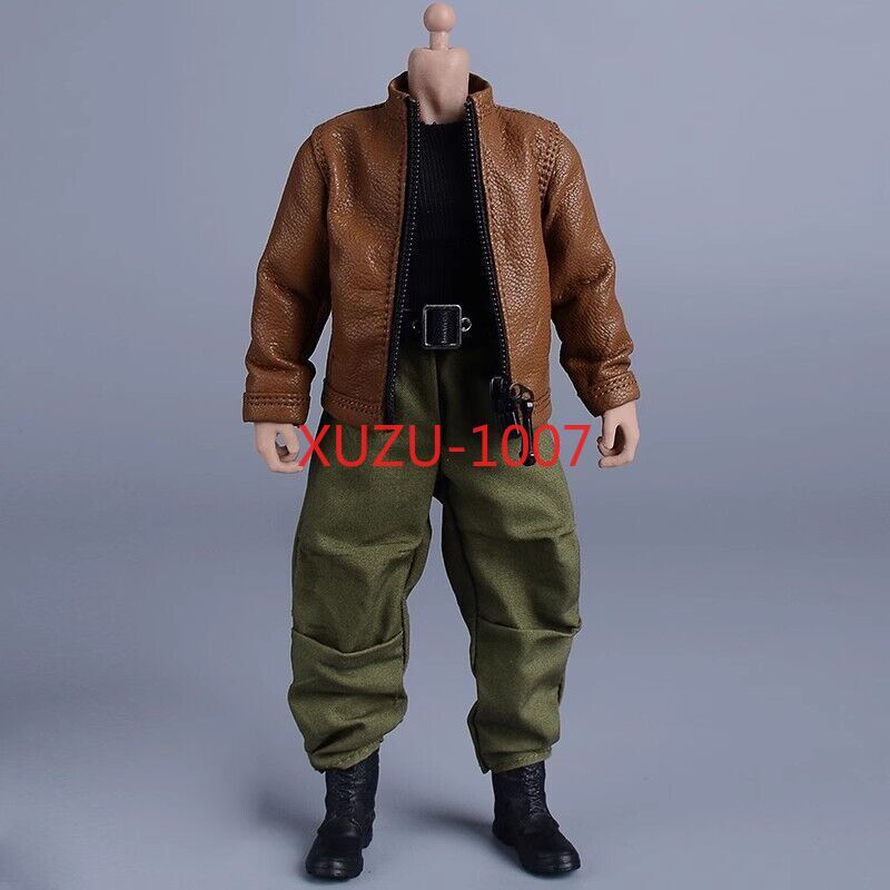 1:12 Scale Leather Jacket Coat Clothes Costume Model For 6