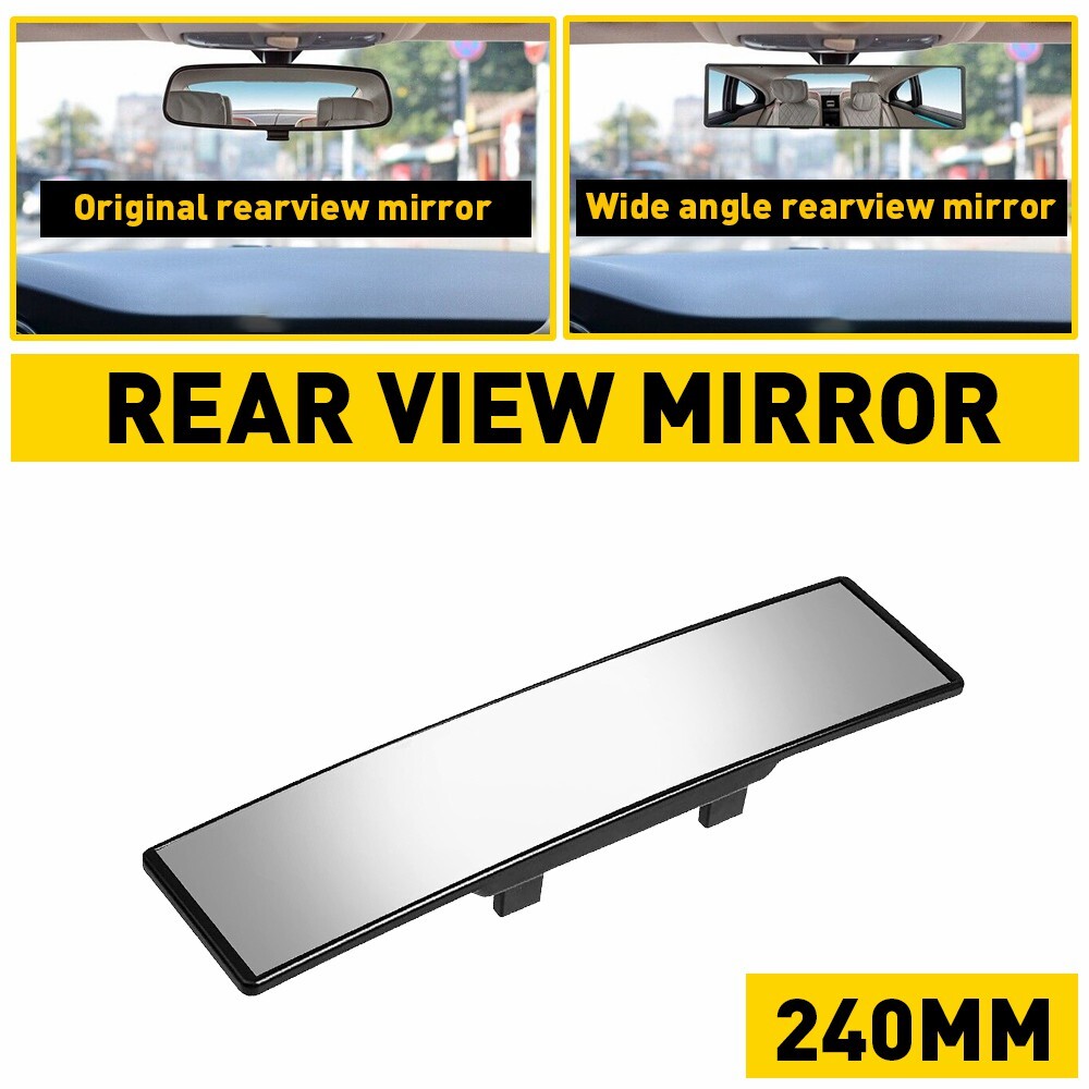 Car Universal 240MM Wide Flat Interior Clip On Rear View Clear Mirror Universal
