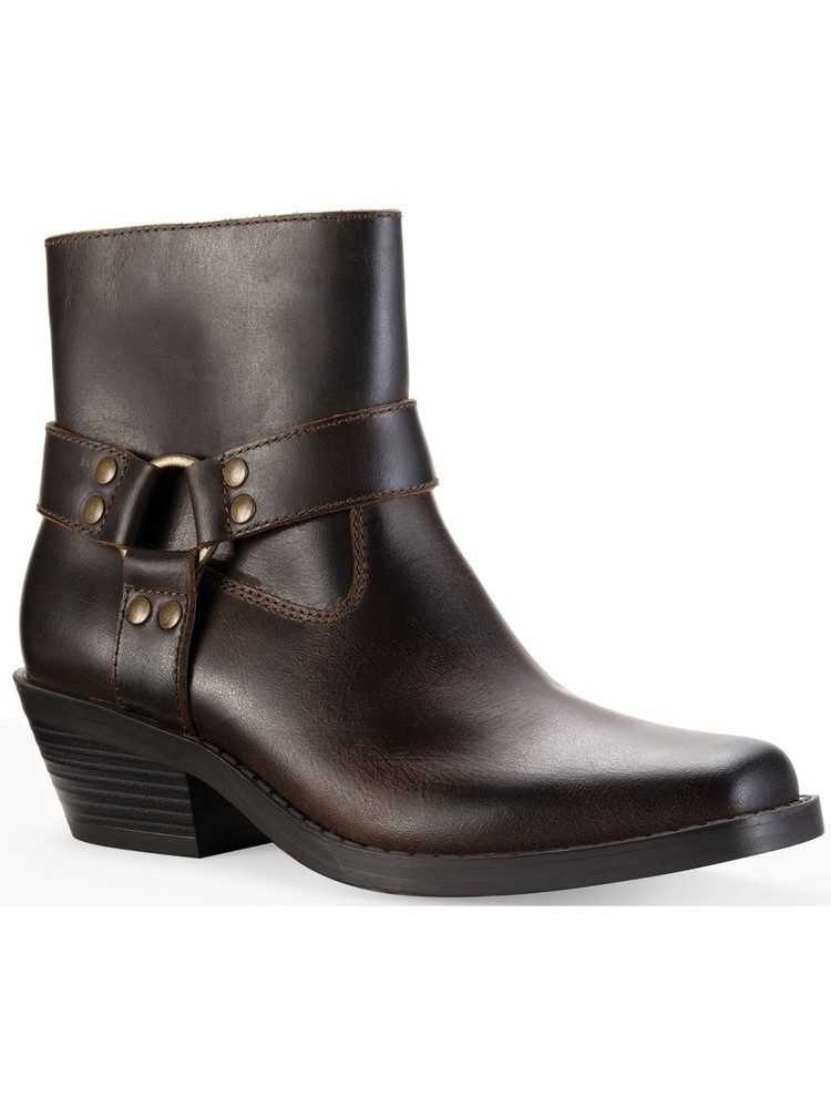 SUN STONE Womens Brown Ring Hardware Non-Slip Zip-Up Leather Booties 5.5 M