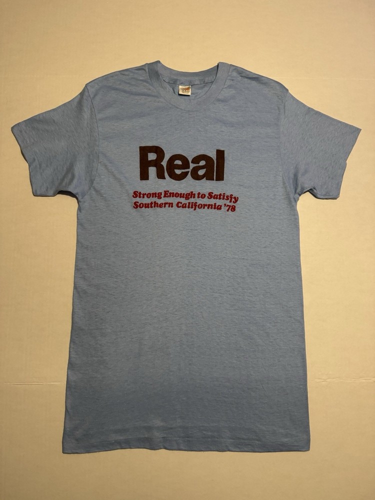 Vintage 70s Hanes Blue Real SoCal ’78 Tee USA Made Single Stitch Cotton