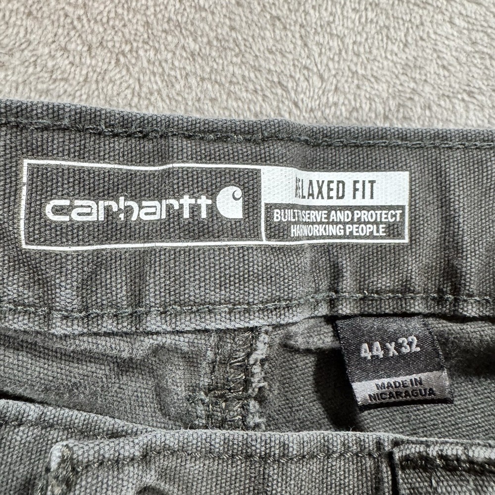 Carhartt Mens Gray Rugged Flex 44x32 Relaxed Fit Canvas Work Pants Utility