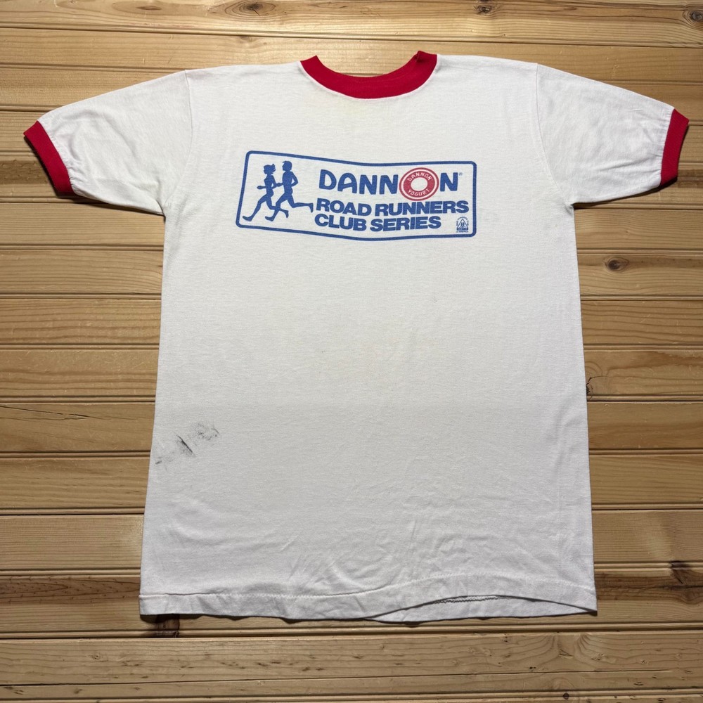 Vintage 70s Dannon Yogurt Road Runners Club Series Ohio Ringer T-Shirt - Large