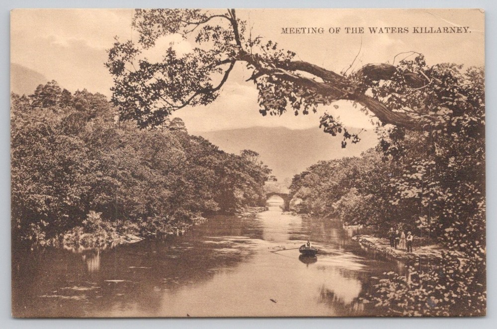 Edwardian Killarney Meeting of the Waters Ireland Sepia Postcard Lawrence Dublin