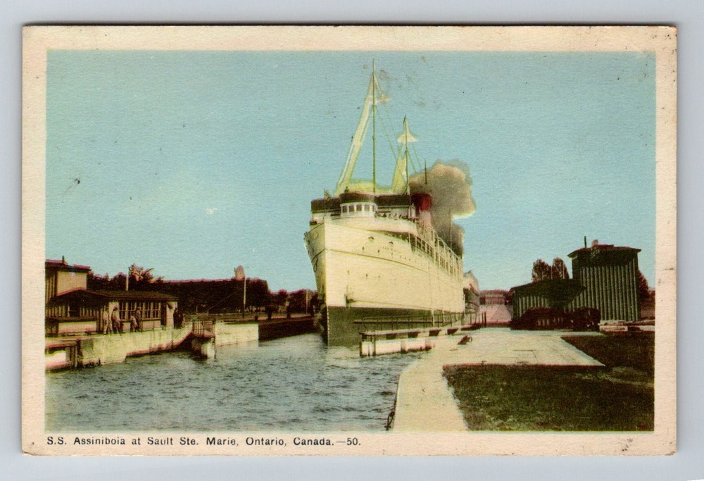Canada- Sault Ste. Marie Ontario Ship S.S. Assiniboia Old Post Vintage Postcard