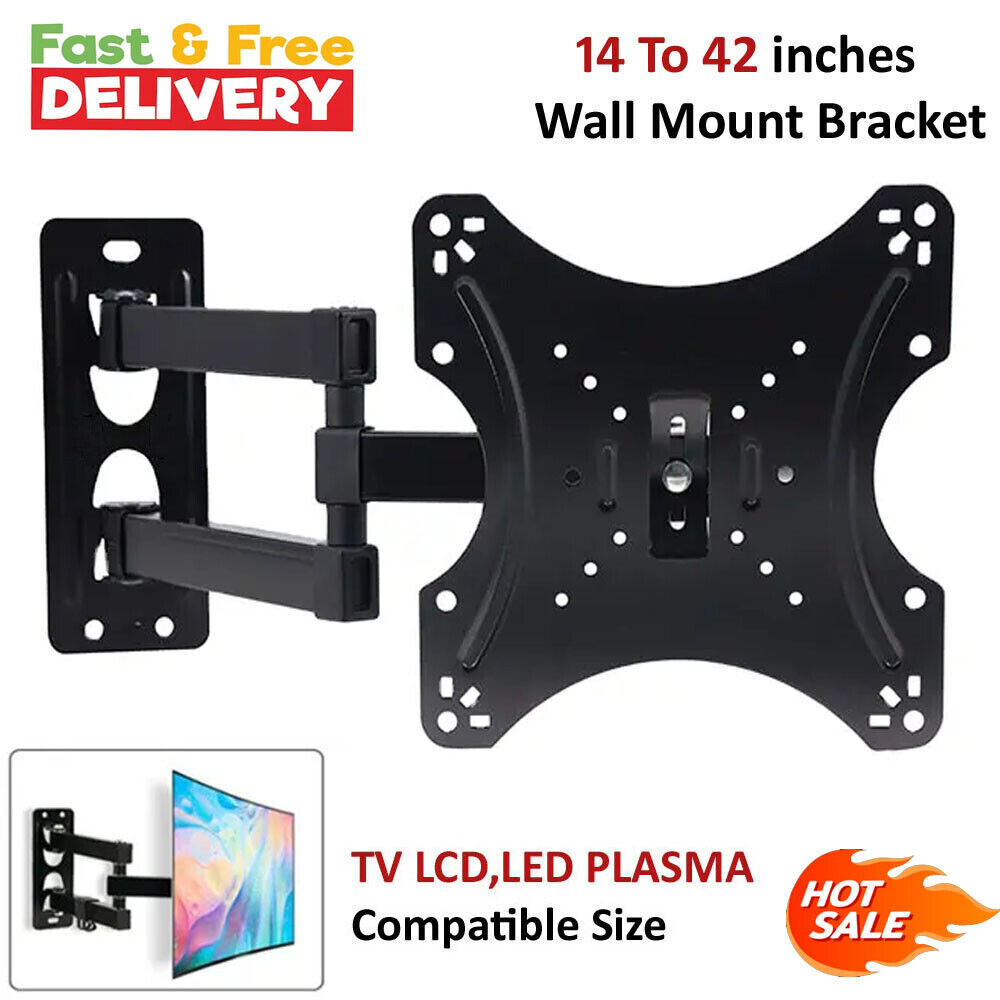 Full Motion TV Wall Mount Bracket Swivel Tilt for 10 14 18 26 32 40 42 Inch US