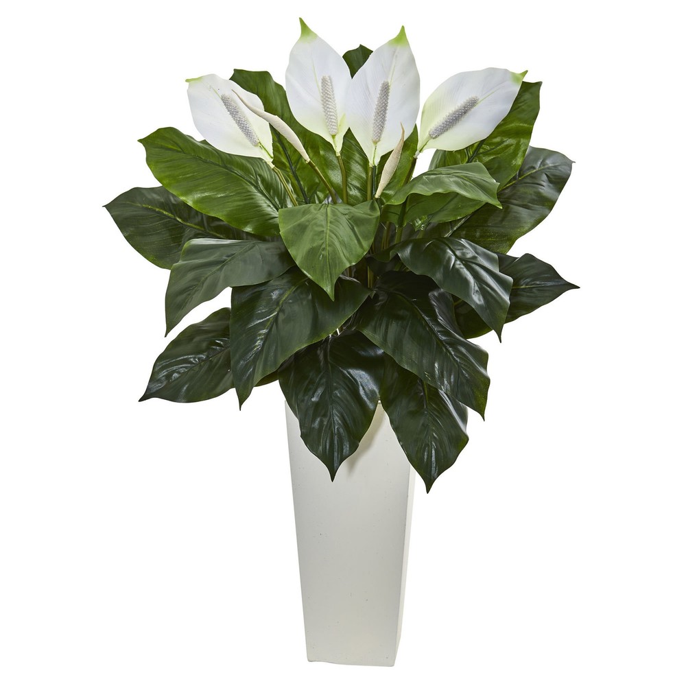 3ft Artificial Peace Lily Plant in White Tall Planter  