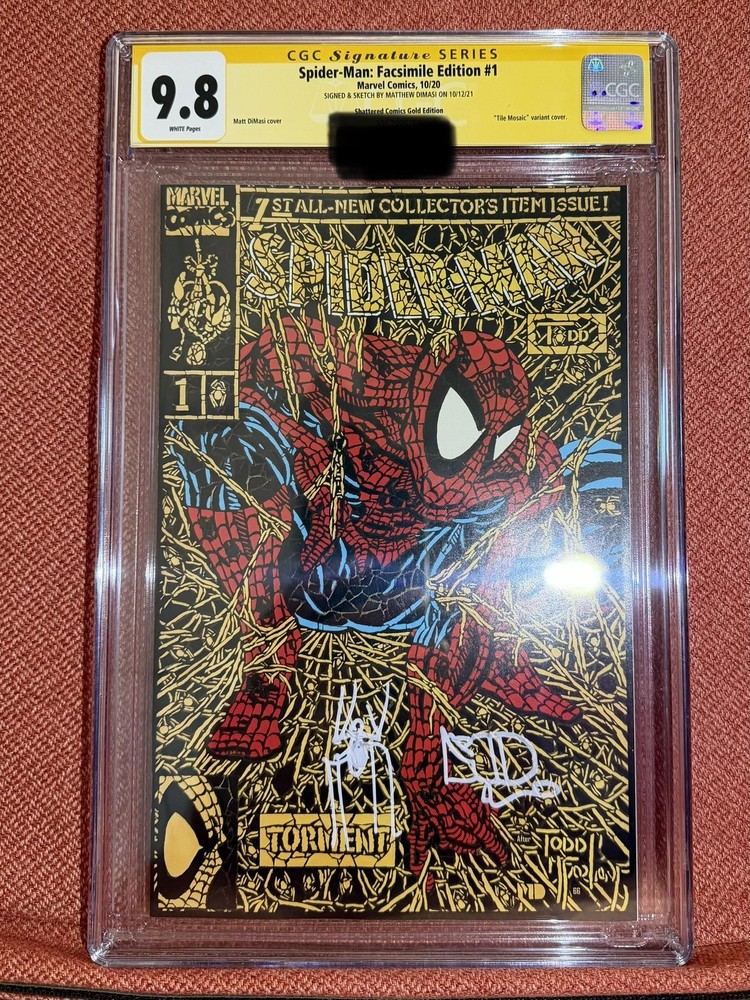 Spider-Man Facsimile Edition #1 CGC 9.8 SS Signed Sketch MATTHEW DIMSI Gold 023
