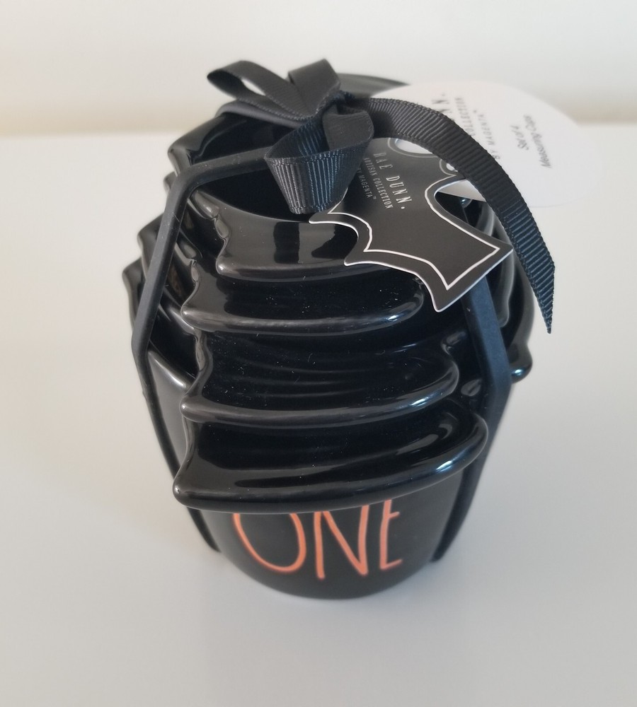 Rae Dunn x Halloween Black bat shaped w/orange LL kitchen Measuring Cups, New