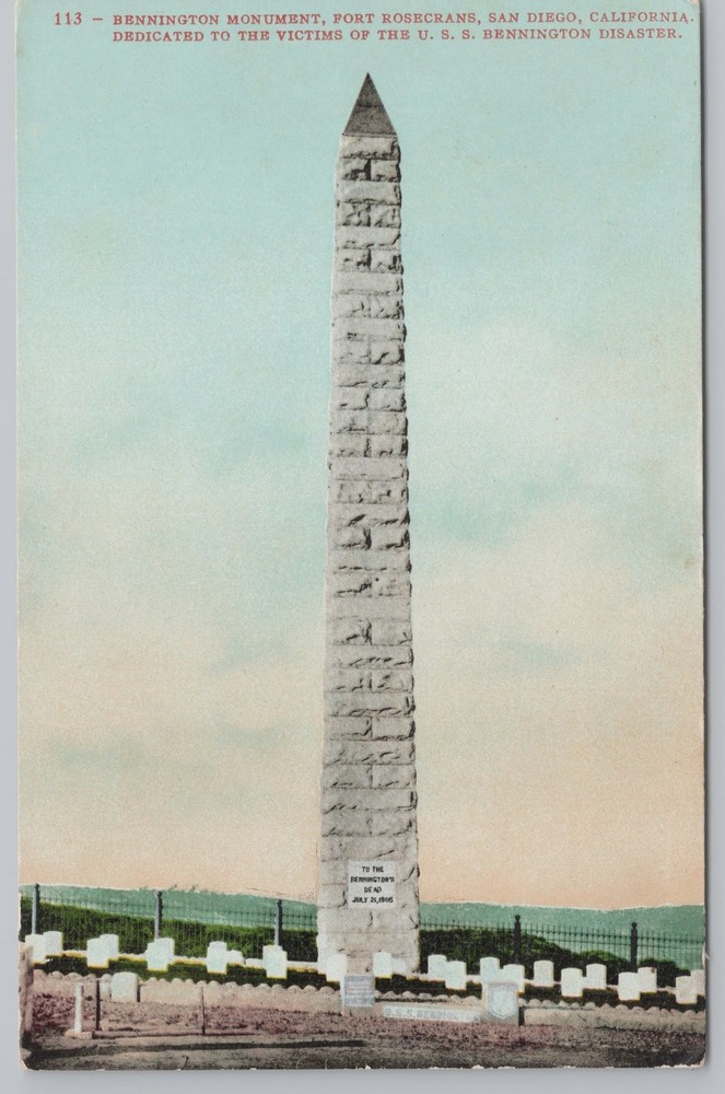 San Diego California~Bennington Monument~Port Rosecrans~Vintage Postcard
