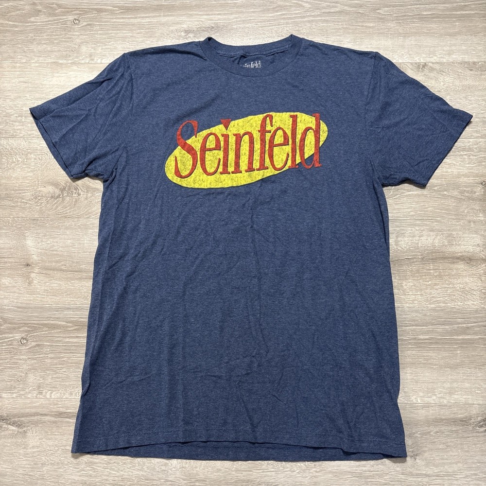 Seinfeld Logo T Shirt Mens Large Blue Graphic TV Show Sitcom Tee Cotton Blend