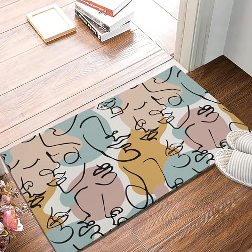 Line Art Door Mat Seasonal Decorative Modern Geometric Shapes Doormat Non Slip