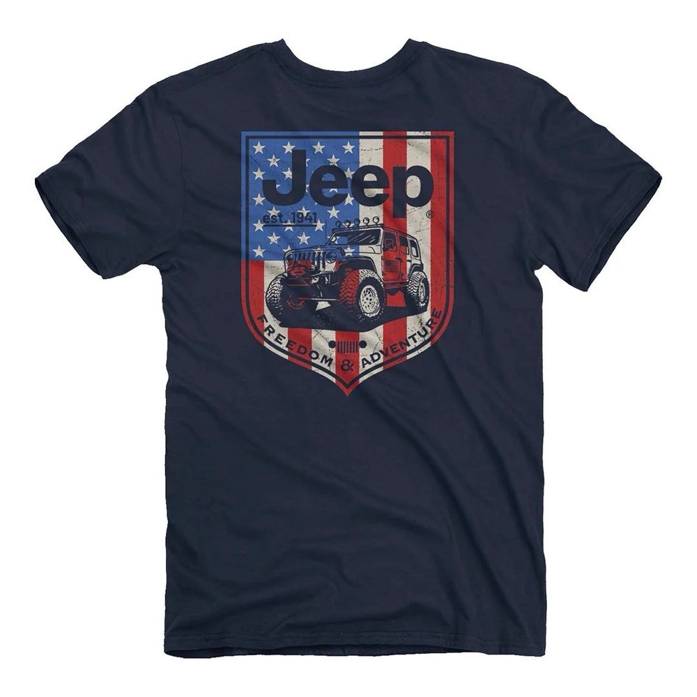 Jeep USA Shield Tee Graphic T-Shirt Mens Blue - Medium