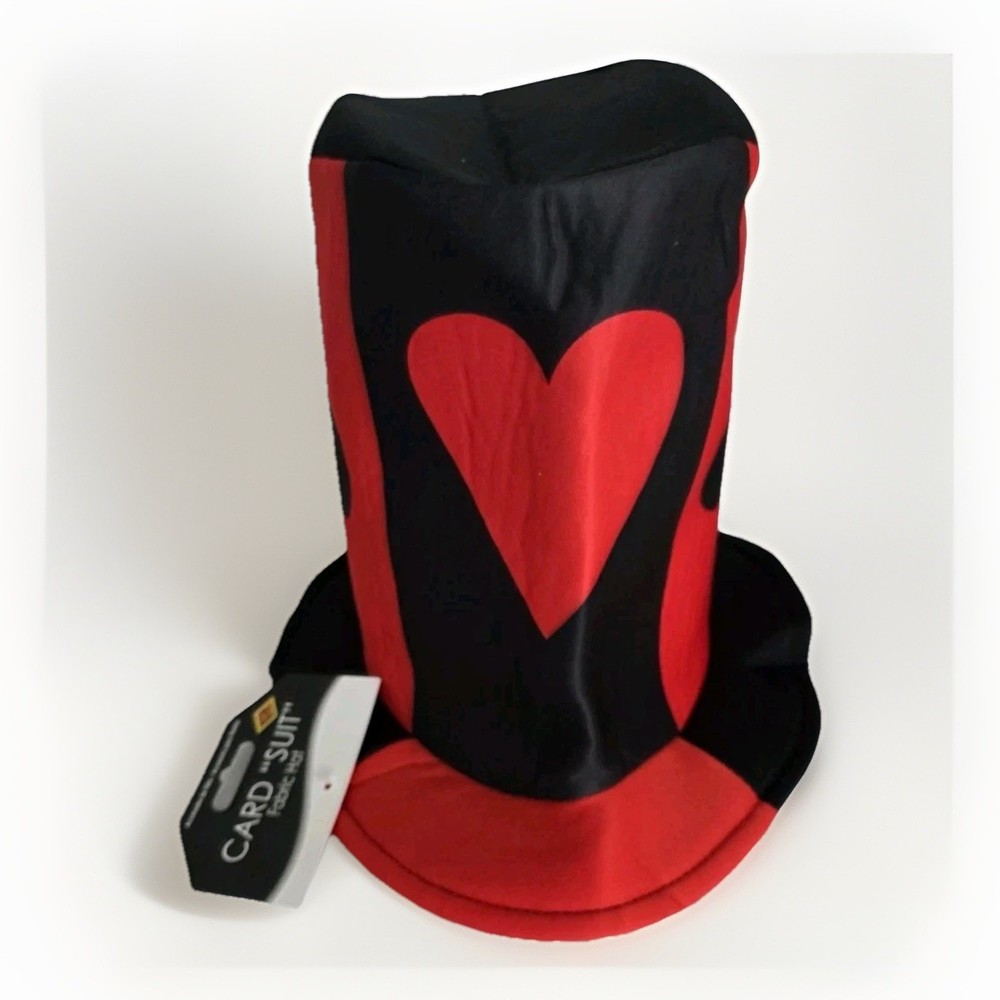 Casino Card Suit Fabric Hat- 1 pc, Black/Red, Halloween, Dress Up