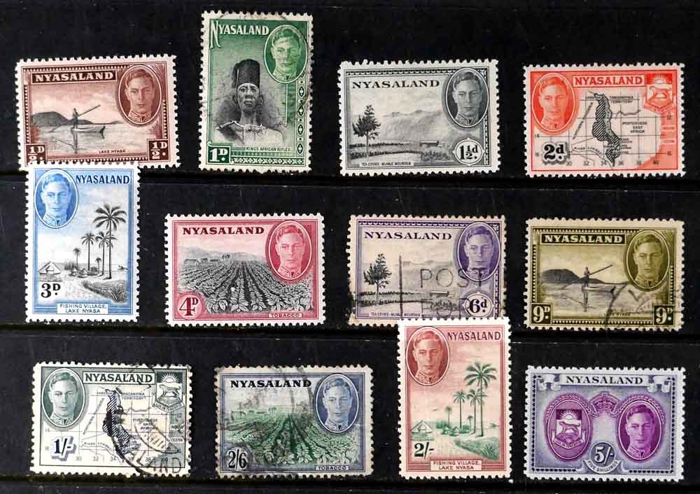 Nyasaland Prot., British: 1945 Classic Era Stamps With Unused Sct#68-79 Cv $34