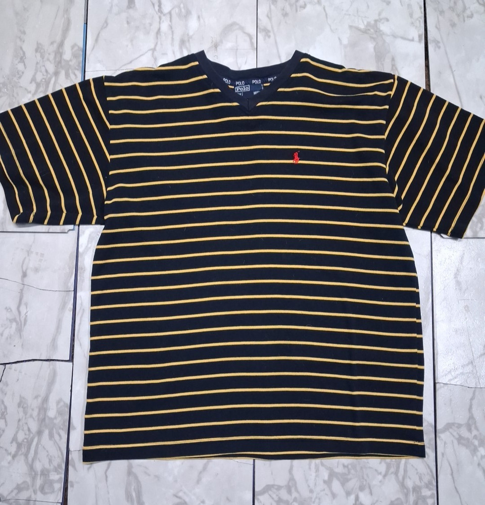 Polo Ralph Lauren Mens Blue Cotton Crewneck T-Shirt Yellow Pony Logo Size XL