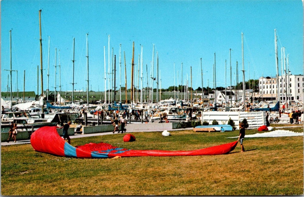 Mackinac Island Michigan Yacht Harbor Vintage Postcard