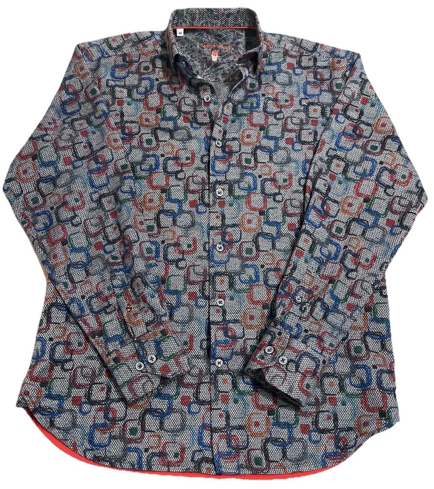 Luchiano Visconti Button Down Shirt Men’s Size Medium Colorful Geometric LS