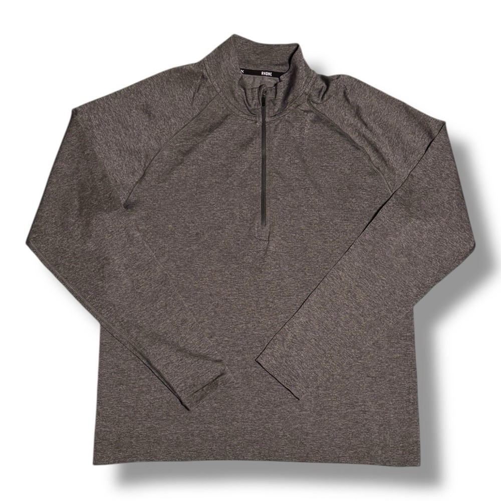Rhone Pullover Mens Medium Gray Versatility Perforated Performance Quarter Zip