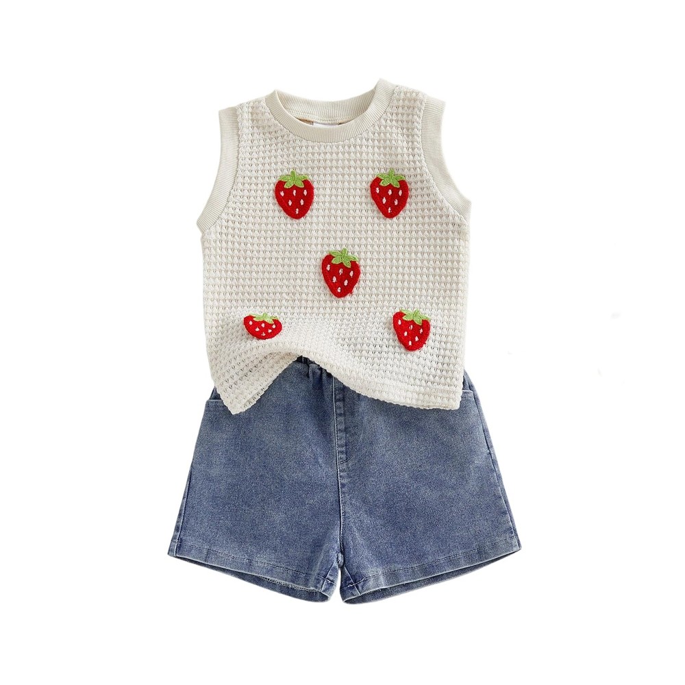 Toddler Girl Clothes Baby Summer Waffle Knit Tank Top Sleeveless Shirt Jeans ...