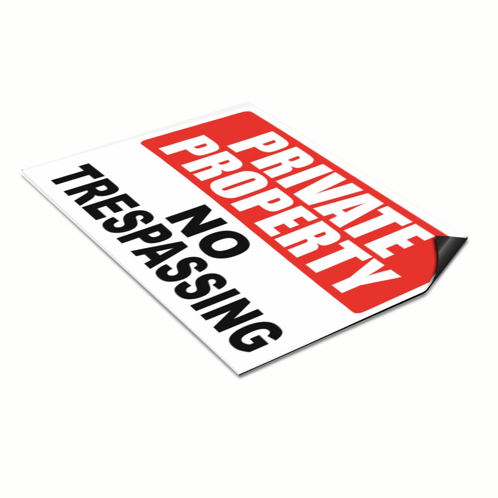 Car Magnet Set of 2 Private Property No Trespassing Industrial Sign