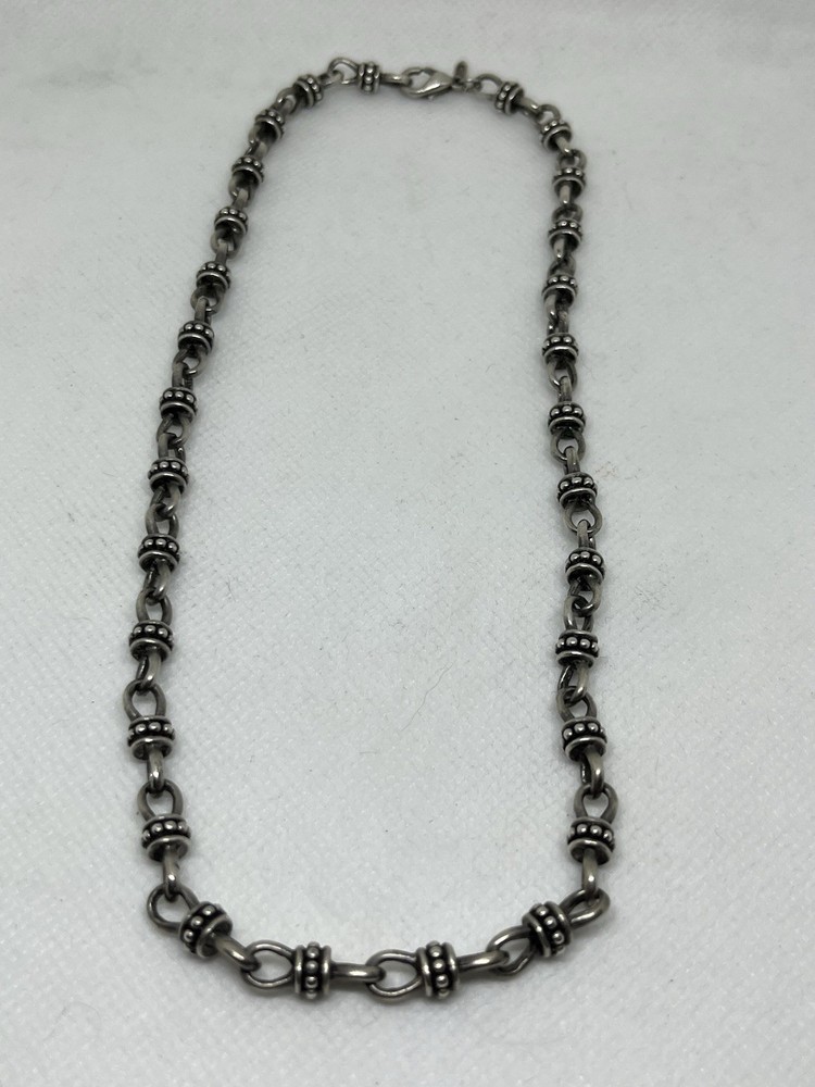 Vintage Premier Designs Silvertone Metal Beaded Rhondelles Link 18 1/2” Necklace