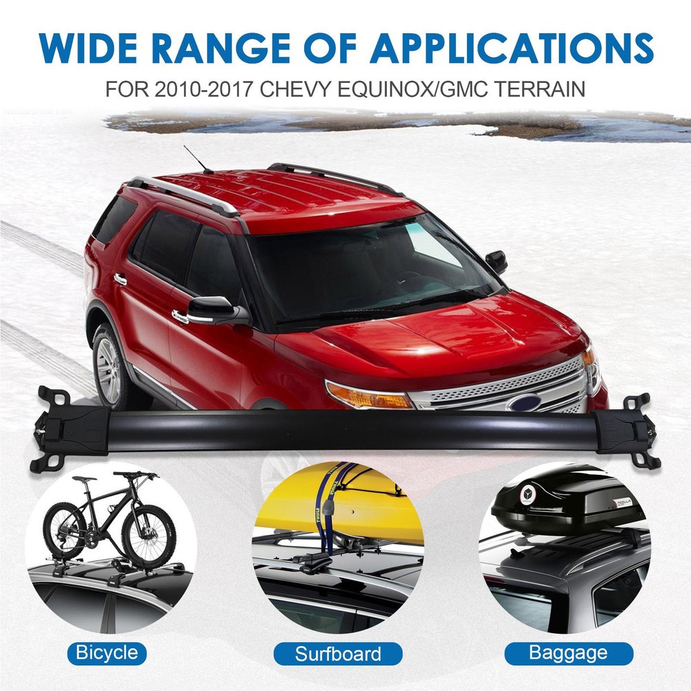 10-17 Chevy Equinox / GMC Terrain Top Roof Rack Rail Cross Bars Luggage Carrier-